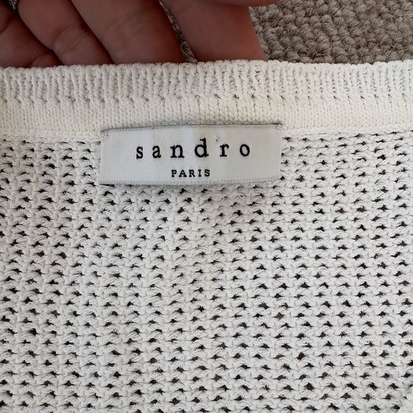 Sandro Scoop Neck Sweater with Fringe Size 8 - Picture 7 of 9